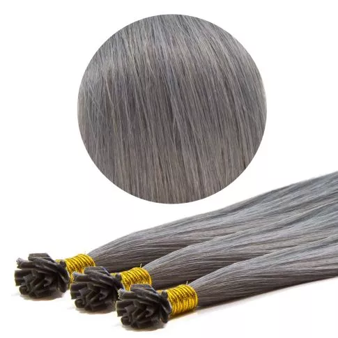 Nail Tip Hair Extension 50cm 25kpl Blue Grey#